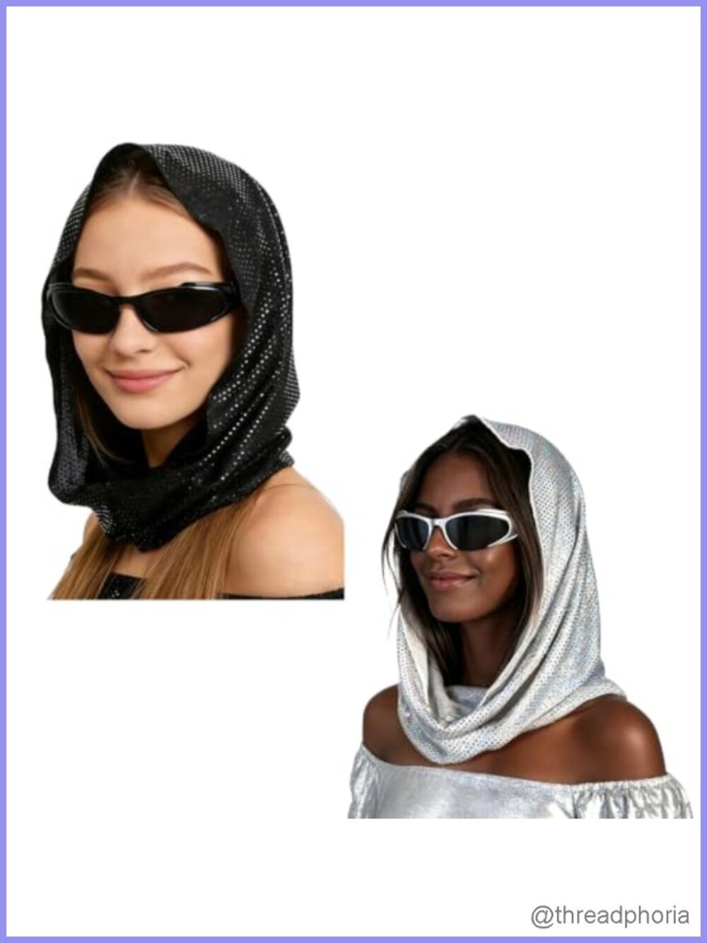 2 Pack Rave Head Scarfs Sequin Festival Headscarf Shawl Men Women Holographic